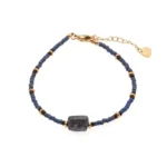 Βραχιόλι από lapis lazuli πέτρα miyuki και επιχρυσωμένο ατσάλι