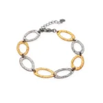 Βραχιόλι με ασημί και χρυσούς οβάλ κρίκους από ατσάλι