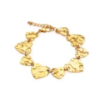 Βραχιόλι με καρδιές από επιχρυσωμένο σφυρήλατο ατσάλι