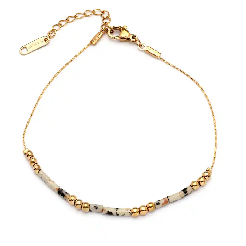 0600016 Βραχιόλι από επιχρυσωμένο ατσάλι και ορυκτές πέτρες dalmatian - Image 1
