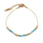 Βραχιόλι από επιχρυσωμένο ατσάλι και ορυκτή πέτρα Turquoise