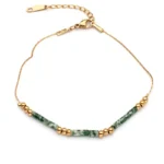 Βραχιόλι από επιχρυσωμένο ατσάλι και πέτρα με moss agate