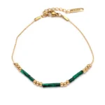 Βραχιόλι από επιχρυσωμένο ατσάλι και πέτρα με μαλαχίτη