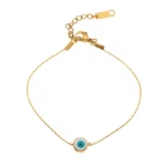 Βραχιόλι από επιχρυσωμένο ατσάλι με λευκό ματάκι