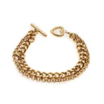 Διπλή αλυσίδα από επιχρυσωμένο ατσάλι με κούμπωμα καρδιά