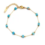 Αλυσίδα από επιχρυσωμένο ατσάλι και πέτρες miyuki από imperial jasper Turquoise