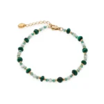 Αλυσίδα από επιχρυσωμένο ατσάλι με πέτρα miyuki από μαλαχίτη