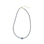 Κολιέ από ορυκτή πέτρα lapis lazuli και πέτρες mijukiκαι με αλυσίδα από επιχρυσωμένο ατσάλι