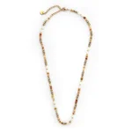 Κολιέ από επιχρυσωμένο ατσάλι με ορυκτές πέτρες miyuki σε διάφορες αποχρώσεις