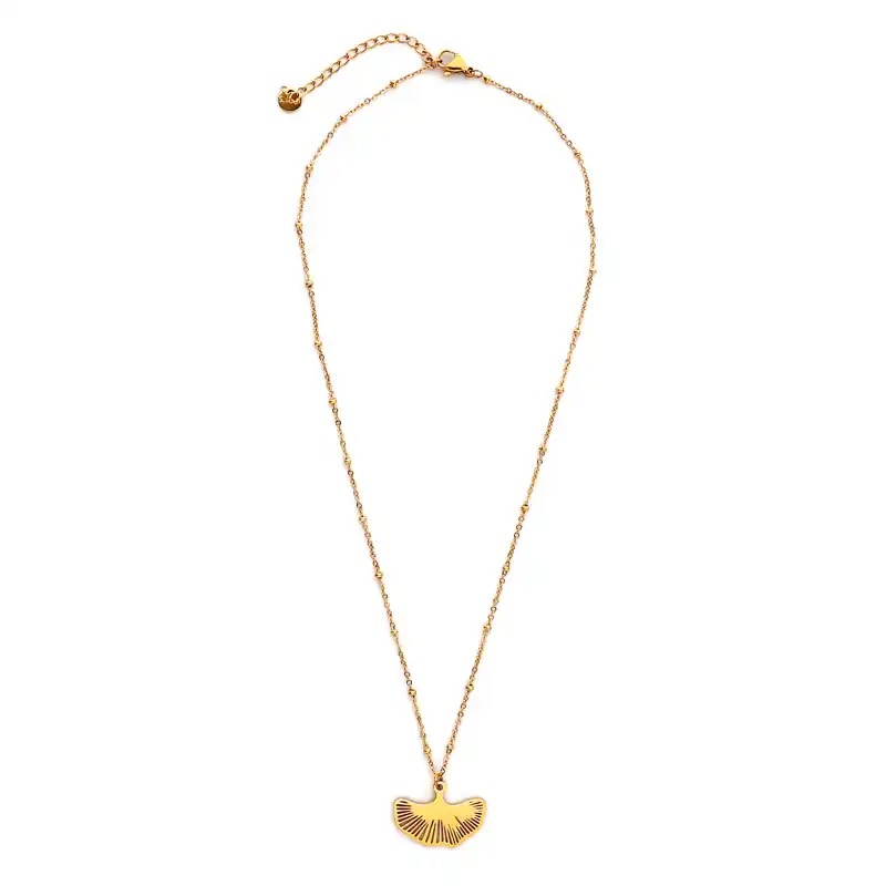 0700017 Κολιέ με σχήμα ουρά φάλαινας από επιχρυσωμένο ατσάλι - Image 1