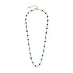 Κολιέ με ορυκτές πέτρες Μαλαχίτη miyuki και αλυσίδα από επιχρυσωμένο ατσάλι