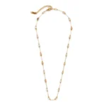 Κολιέ από ατσάλινη επιχρυσωμένη αλυσίδα με ορυκτές πέτρες Quartz miyuki