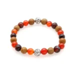 Πέτρες από Red Agate, red Tiger Eye, Yellow wood grain & Ασημί χάντρες