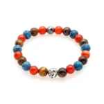 Πέτρες από Red Agate, Dalmatian Blue Jasper, Red Tiger Eye & Ασημί χάντρα