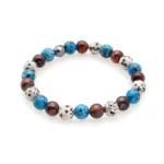 Πέτρες από Dalmatian Blue Jasper, Red Tiger Eye, Αιματίτης & Ασημί χάντρα