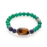 Πέτρες από Green Agate, Lapis Lazuli, Ασημί δίσκοι & Μεγάλη Tiger Eye πέτρα
