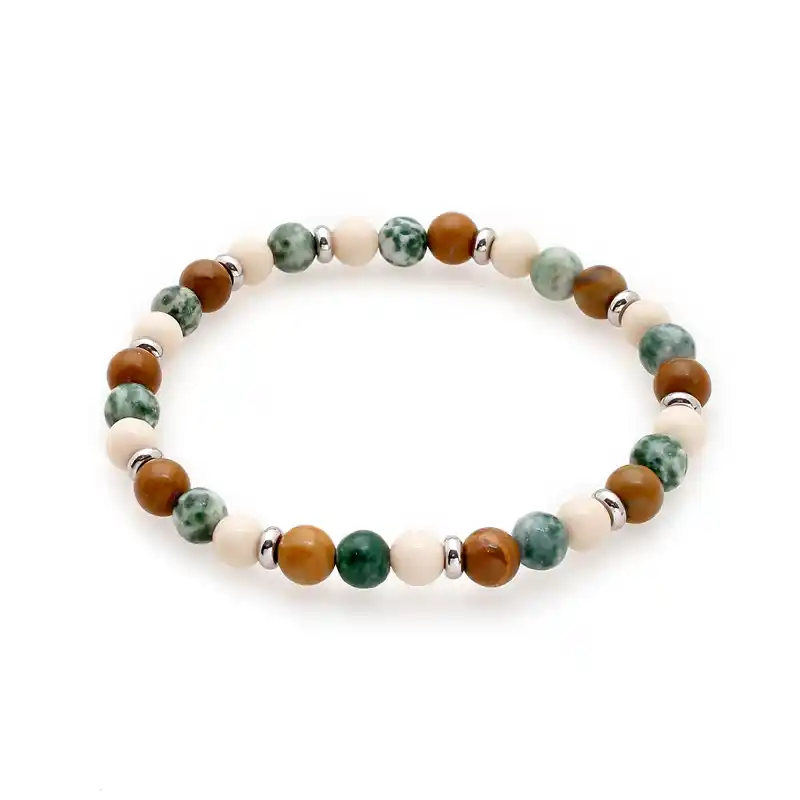 1000049 Πέτρες από Moss Agate, Jusper Turquoise & ανοξείδωτο Ατσάλι - Image 1