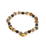 Πέτρες από Cream river Jasper, Amber, Αιματίτης & δίσκοι από ανοξείδωτο Ατσάλι