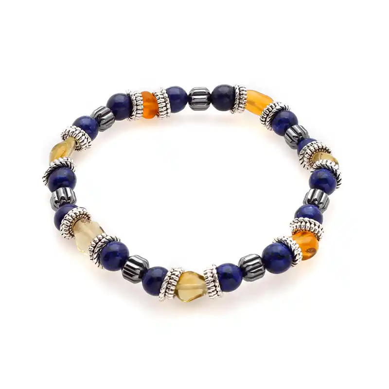 1000054 Πέτρες από Lapis Lazuli, Amber, Αιματίτης & δίσκοι από ανοξείδωτο Ατσάλι - Image 1