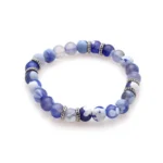 Πέτρες από Blue Fire Agate & δίσκοι από ανοξείδωτο Ατσάλι