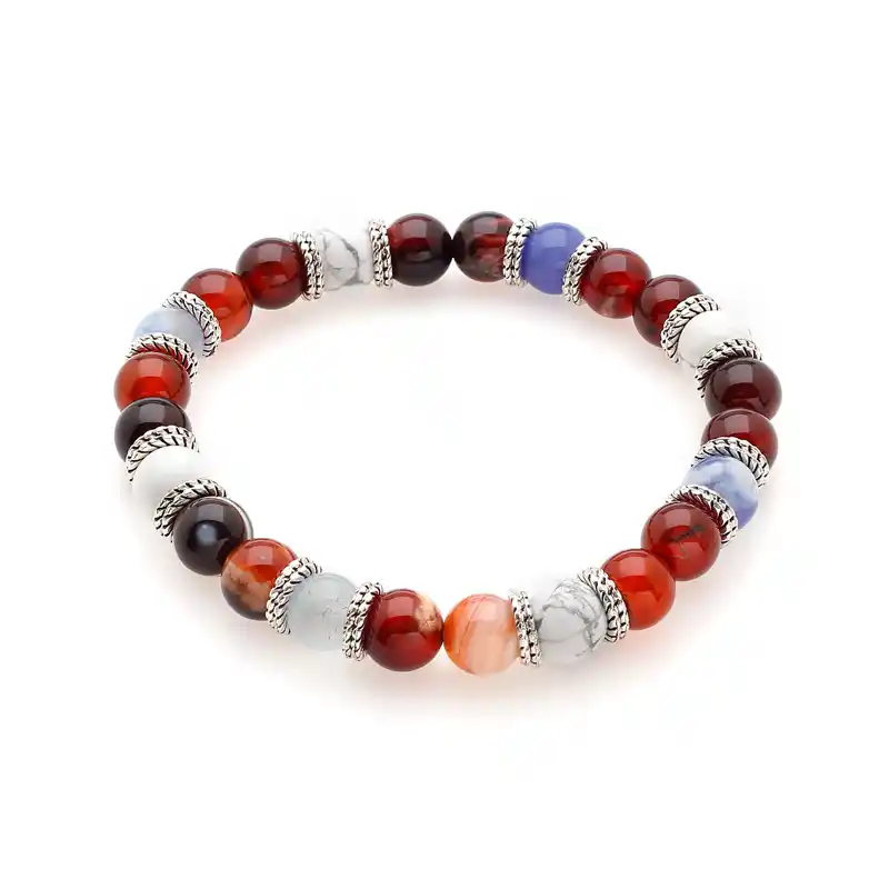 1000057 Πέτρες από Fire Agate, White Howlite, Blue Fire Agate & δίσκοι από ανοξείδωτο Ατσάλι - Image 1