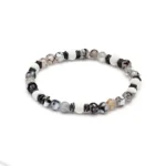 Πέτρες από Black & White agate, λευκή ηφαιστειακή λάβα & Αιματίτη