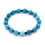 Βραχιόλι από ορυκτές πέτρες Larimare με ενδιάμεσα διακοσμητικά από σανδαλόξυλο