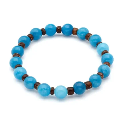 Βραχιόλι από ορυκτές πέτρες Larimare με ενδιάμεσα διακοσμητικά από σανδαλόξυλο