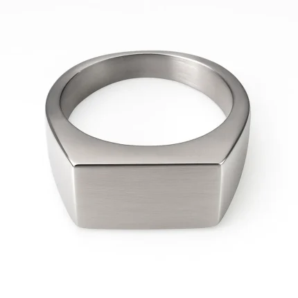Δαχτυλίδι τετράγωνο ασημί από ανοξείδωτο ατσάλι