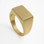 Δαχτυλίδι τετράγωνο χρυσό από ανοξείδωτο ατσάλι - Image 2