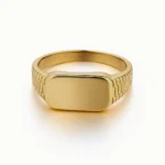 Δαχτυλίδι χρυσό σε oval τετράγωνο σχήμα από ανοξείδωτο aτσάλι