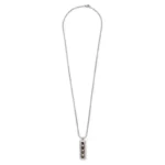 Κολιέ με ορθογώνιο σχήμα και ορυκτές πέτρες Tiger Eye σε πλαίσιο από ασημί ατσάλι