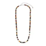 Κολιέ από ορυκτούς ημι-πολύτιμους λίθους σε αλυσίδα από ατσάλι