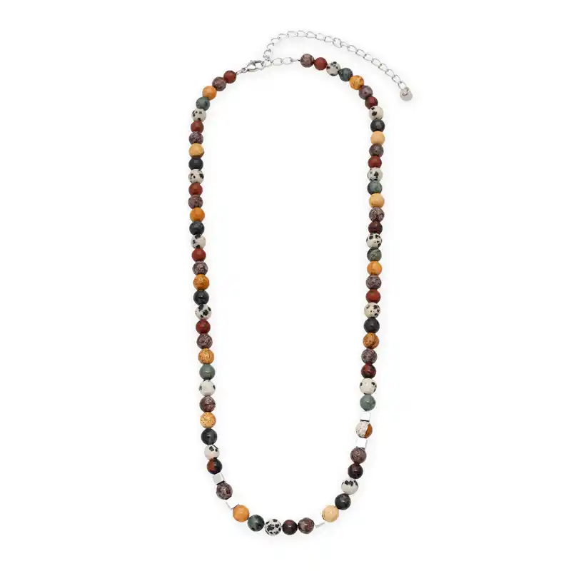 3000011 Κολιέ από ορυκτούς ημι-πολύτιμους λίθους σε αλυσίδα από ατσάλι - Image 1