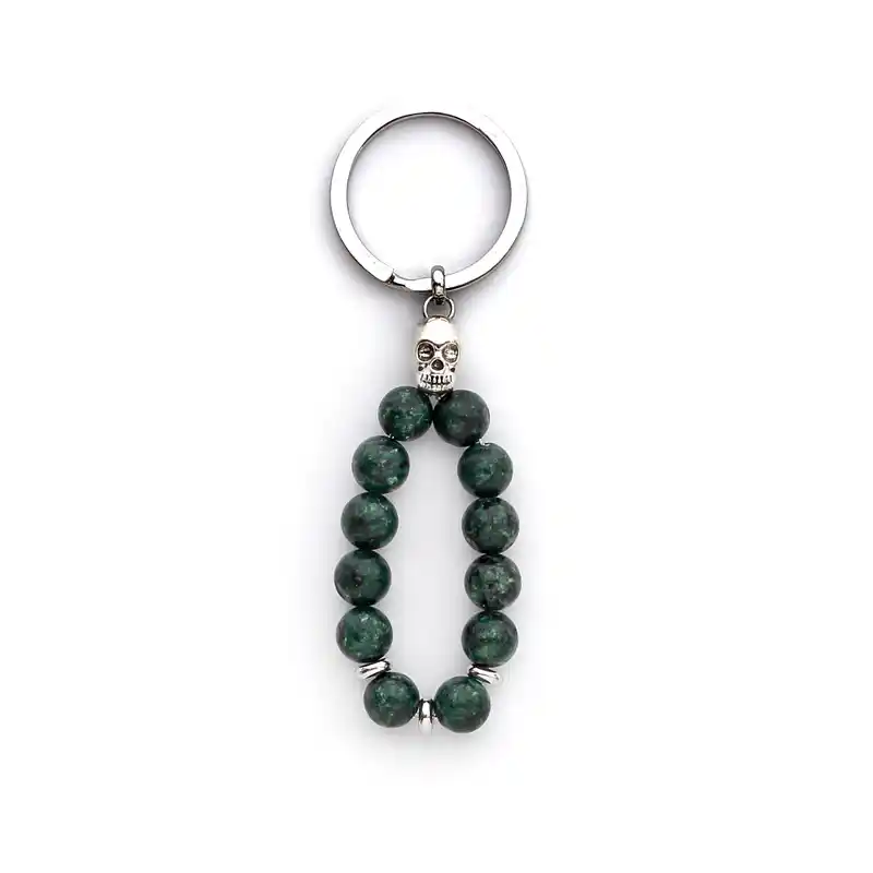 5000000 Μπρελόκ από πέτρες African Tirquoise διακοσμημένο με Νεκροκεφαλή από αναξείδωτο ατσάλι - Image 1