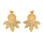 Σκουλαρίκια σε σχήμα φύλλων από επιχρυσωμένο ατσάλι