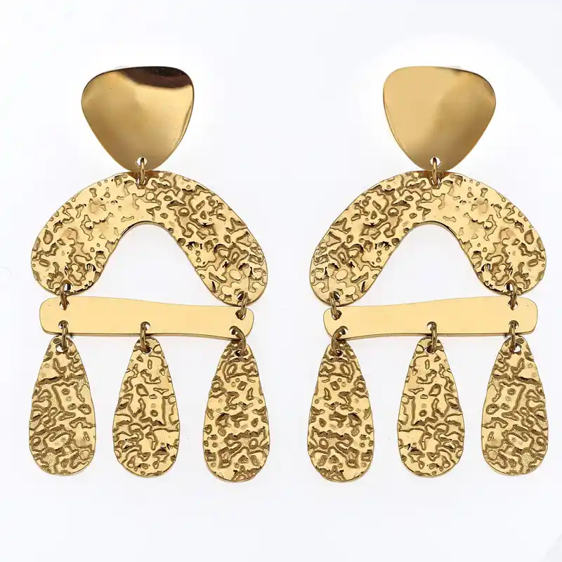 9000006 Σκουλαρίκια σε αρχαιοελληνικό σχήμα από επιχρυσωμένο σφυρήλατο ατσάλι - Image 1