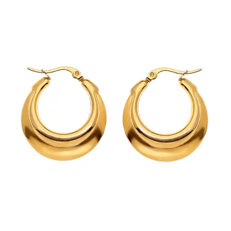 9000014 Σκουλαρίκια 90's κρίκοι από επιχρυσωμένο ατσάλι - Image 1