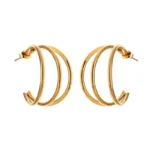 Σκουλαρίκια με 3 κρίκους από επιχρυσωμένο ατσάλι