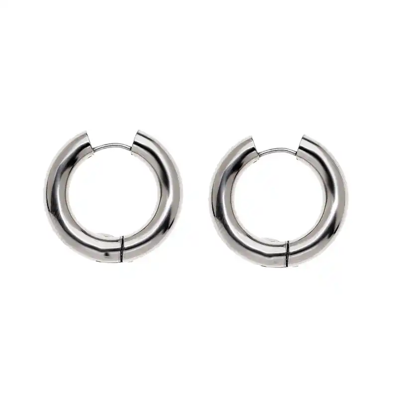 9000016 Σκουλαρίκια κρίκοι από ασημί ατσάλι - Image 1