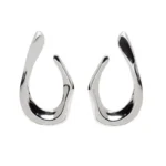 Σκουλαρίκια από ασημί ατσάλι σε ακανόνιστο ανοιχτό οβάλ σχήμα