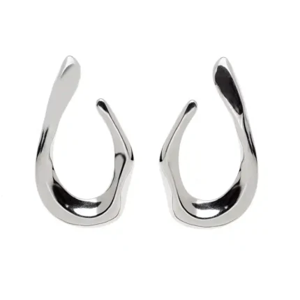 Σκουλαρίκια από ασημί ατσάλι σε ακανόνιστο ανοιχτό οβάλ σχήμα