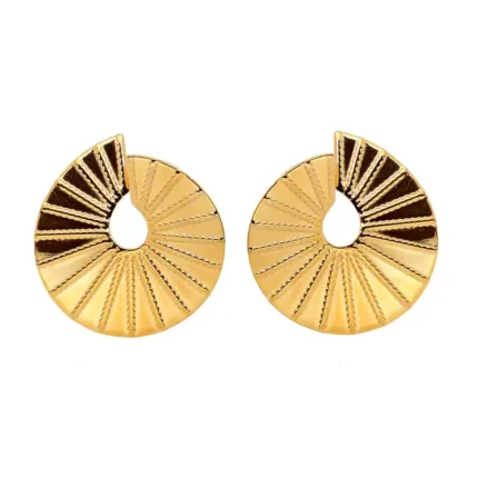 Σκουλαρίκια από επιχρυσωμένο ατσάλι σε στρόγγυλο σχήμα Αμμωνίτη