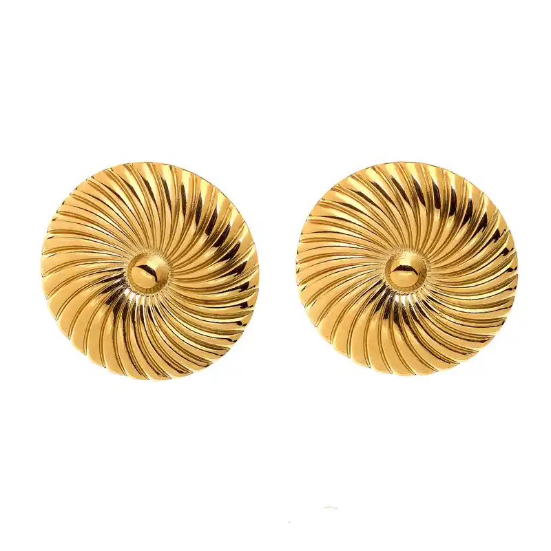 9000025 Σκουλαρίκια από επιχρυσωμένο ατσάλι σε στρόγγυλο vintage σχήμα - Image 1