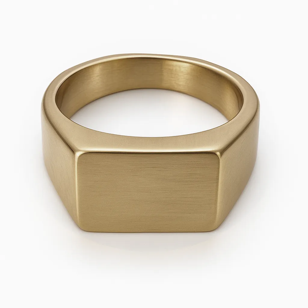 2000012 Δαχτυλίδι τετράγωνο χρυσό από ανοξείδωτο ατσάλι - Image 1
