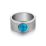 Δαχτυλίδι με Turquoise ορυκτή πέτρα από ασημί ανοξείδωτο ατσάλι