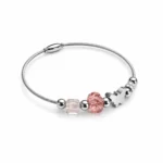 Ασημί Cable Βραχιόλι "Baby Pink Butterfly" με Charms & Πεταλούδα