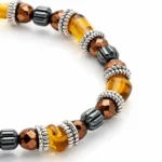 Πέτρες από Amber, Bronze Αιματίτη & δίσκοι από ανοξείδωτο Ατσάλι - Image 2