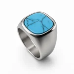 Ασημί ανοξείδωτο Ατσάλι 304 με πέτρα Turquoise