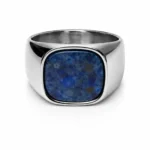 Ασημί ανοξείδωτο Ατσάλι 304 με πέτρα Lapis Lazuli - Image 2